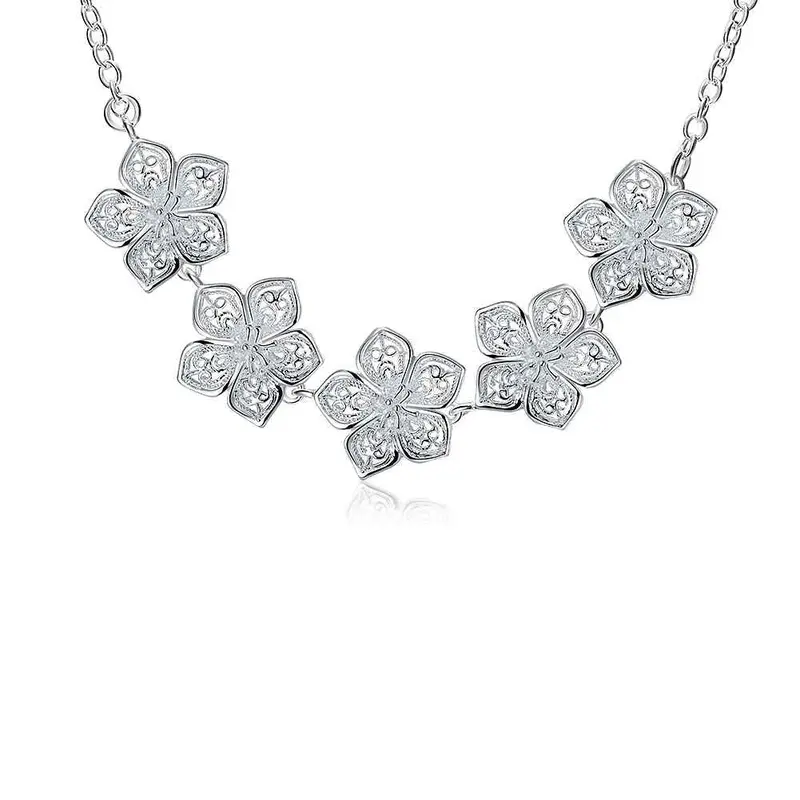 Best Gift Silver Necklaces Snow Flower Collier Femme Floating Charms 1