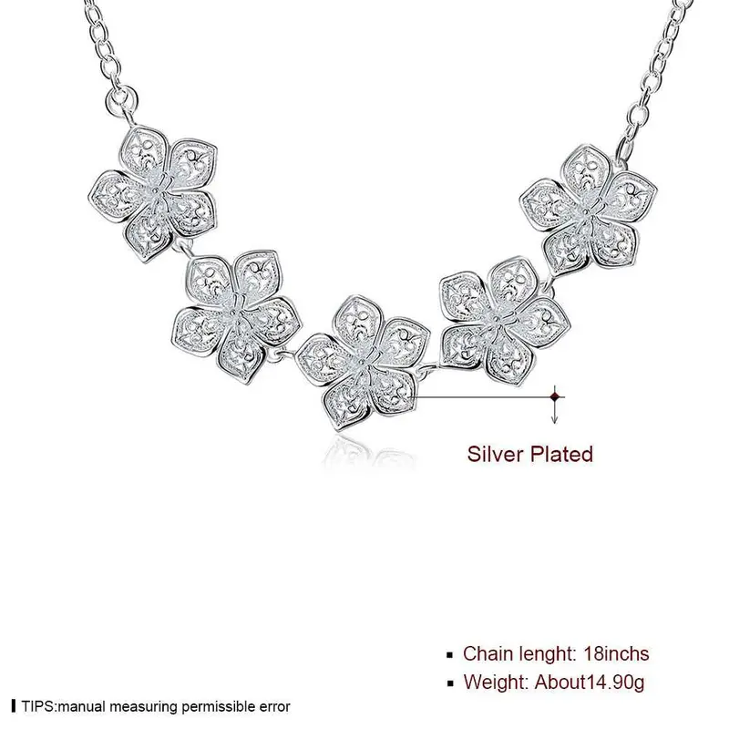 Best Gift Silver Necklaces Snow Flower Collier Femme Floating Charms 2