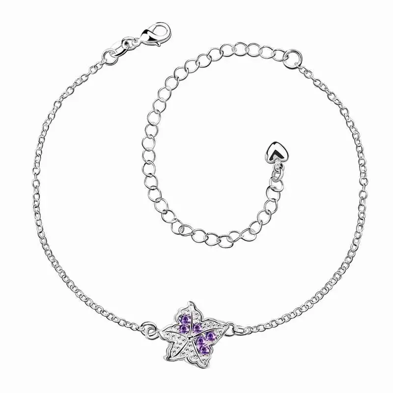 Best Gift Silver-Plated Anklet Star Shaped Flowers Bracelet Leg Sport 2