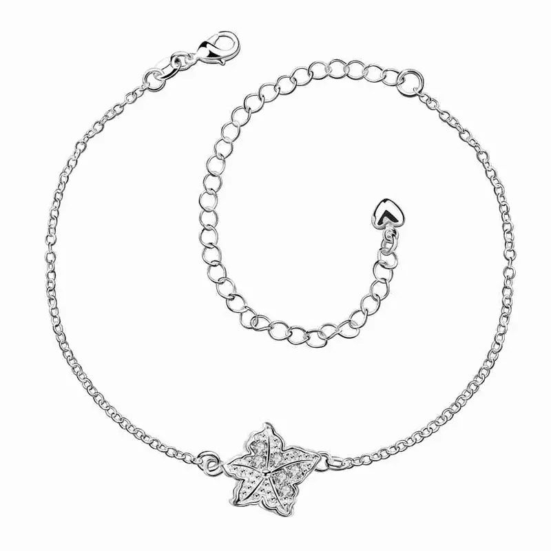 Best Gift Silver-Plated Anklet Star Shaped Flowers Bracelet Leg Sport 3
