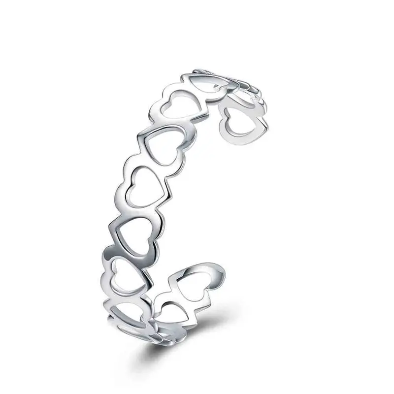 Best Gift Silver Plated Bangles Full Hearts Women Wedding Bracelet Fine Jewelry Smtb191 1