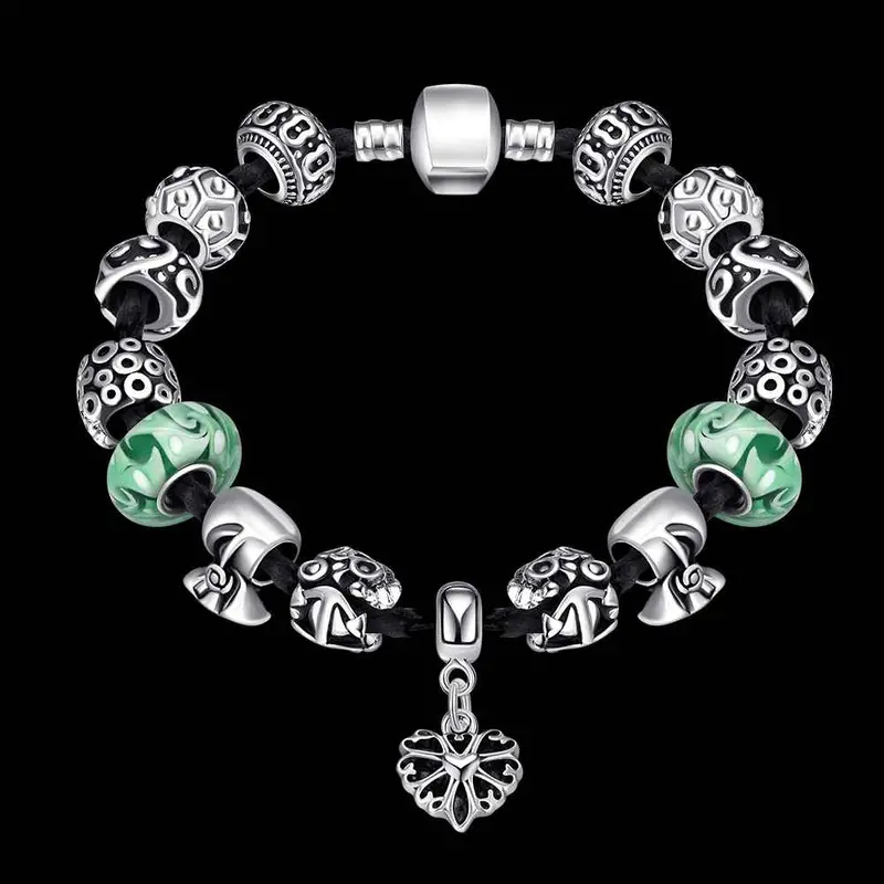 Best Gift Silver Plated Bracelets Bangles Size Round Heart Pendant Pulseras Hombre Love 2