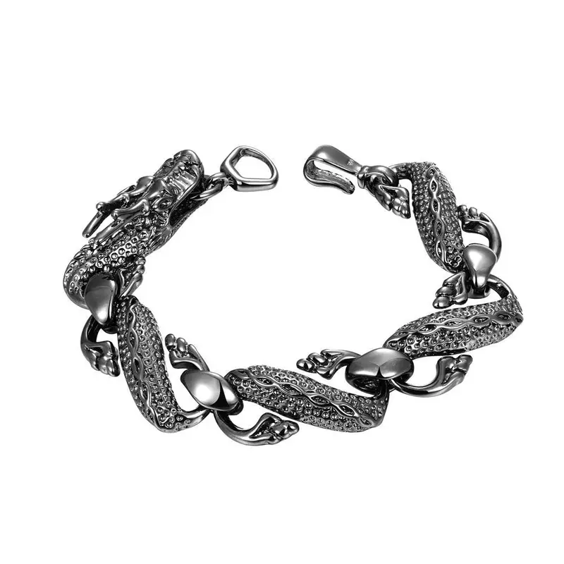 Best Gift Silver Plated Bracelets Big White Dragon Pulseira Masculina Elegant Hbh 63 1