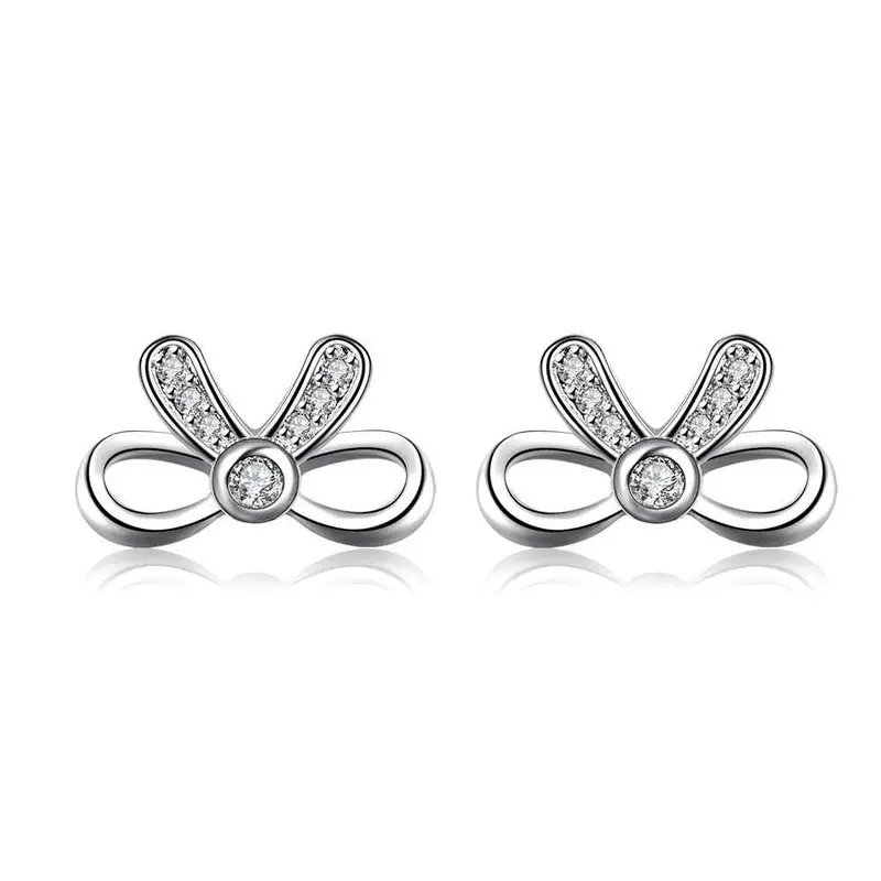 Best Gift Silver Plated Earings Semi-Hollow Bow Stud Oorbellen Jewelry Display 39 1