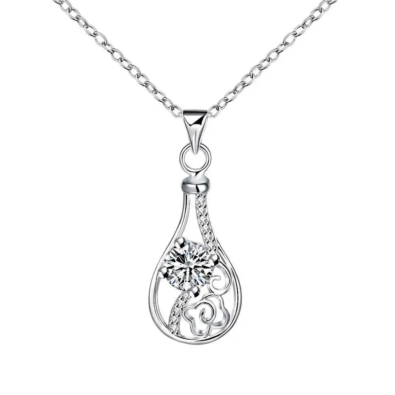 Best Gift Silver Plated Necklaces Hanging Round With Insets Collares Mujer Wedding161 2