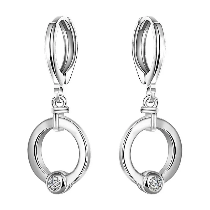 Best Gift Silver Plated Stamp Earring Circle Drop Pendientes Bear Wedding Jewelry 621 1
