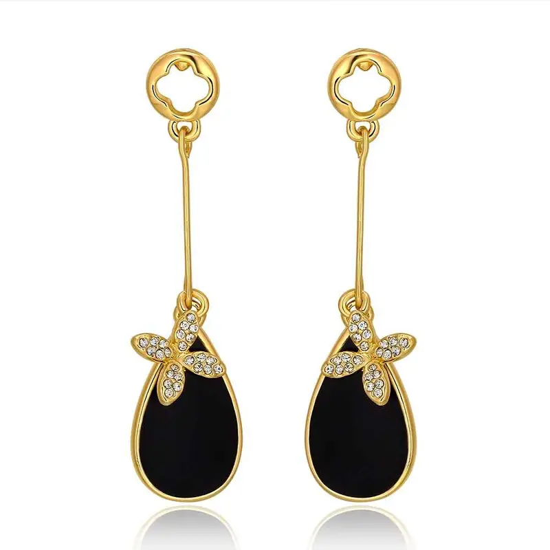 Best Gifts Girl Jewerly 18K Gold Plated Earing Black Knot Drop Earrings Brincos Smtpe978 1