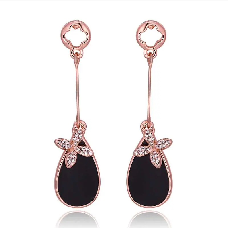 Best Gifts Girl Jewerly 18K Gold Plated Earing Black Knot Drop Earrings Brincos Smtpe978 2