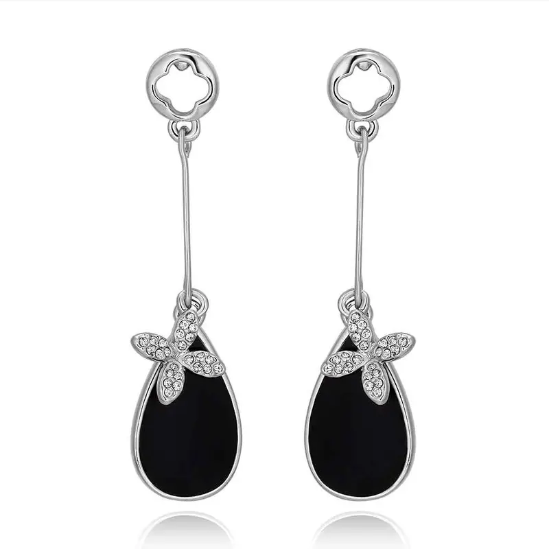 Best Gifts Girl Jewerly 18K Gold Plated Earing Black Knot Drop Earrings Brincos Smtpe978 3
