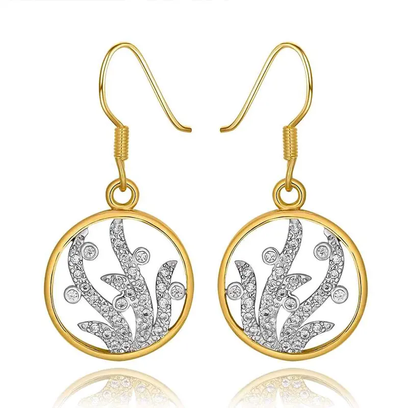 Best Gifts Girl Jewerly 18K Gold Plated Earing Circle Crystal Hollow Drop Earrings Brincos Smtpe982 1