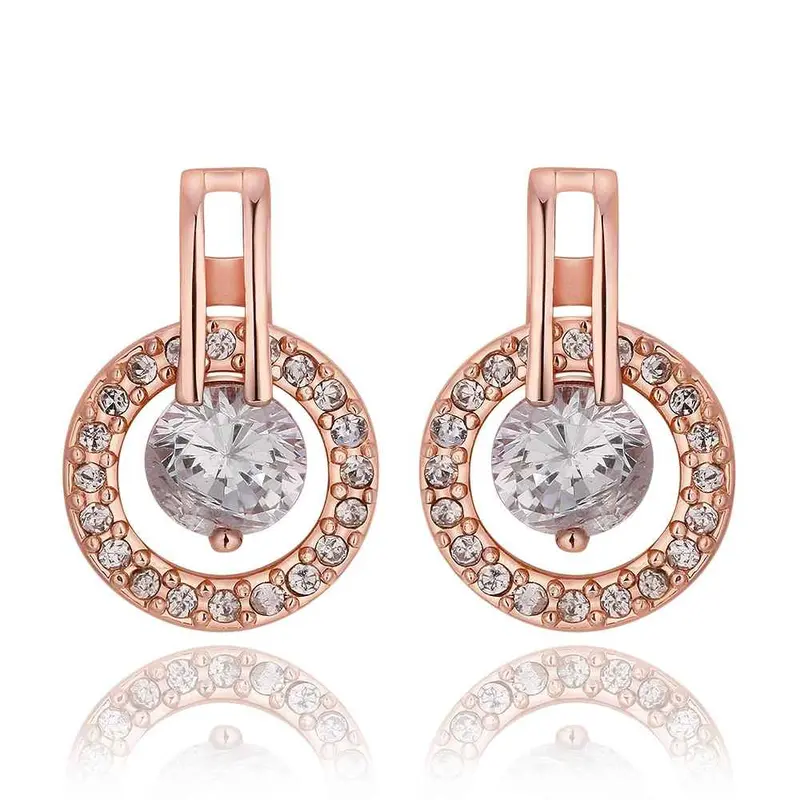 Best Gifts Girl Jewerly 18K Gold Plated Earing Circle Crystal Stone Stud Earrings Brincos Smtpe943 1