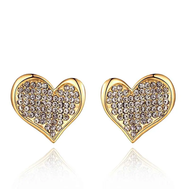 Best Gifts Girl Jewerly 18K Gold Plated Earing Heart Crystal In Stud Earrings Brincos Smtpe999 1