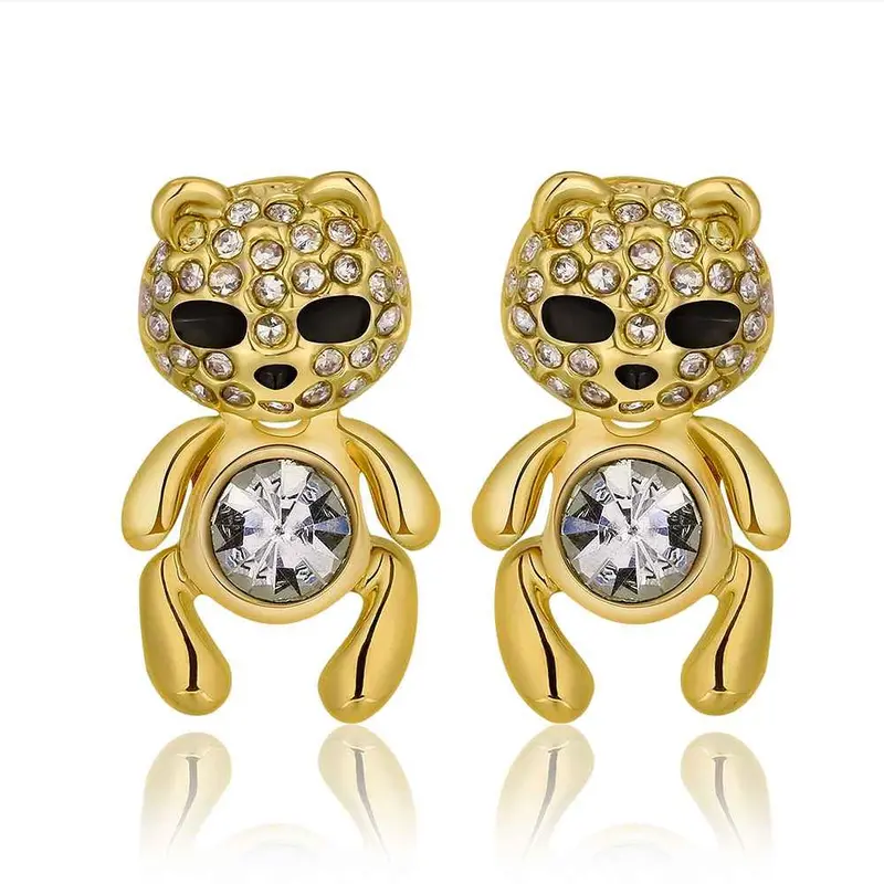 Best Gifts Girl Jewerly 18K Gold Plated Earing Panda Crystal Stud Earrings Brincos Smtpe965 1