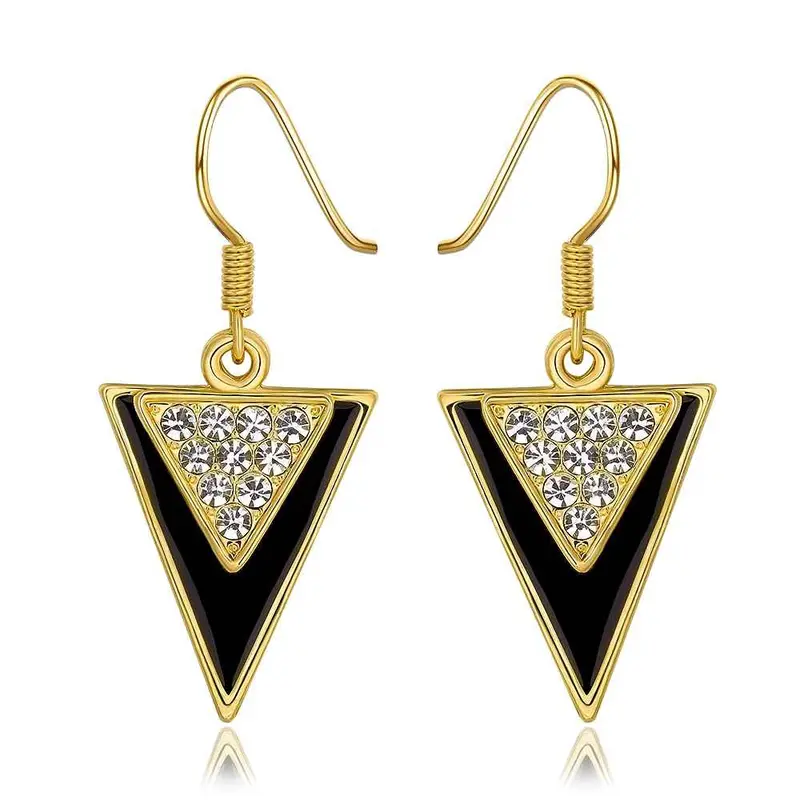 Best Gifts Girl Jewerly 18K Gold Plated Earing Triangle Black Sideway Earrings Brincos Smtpe995 1