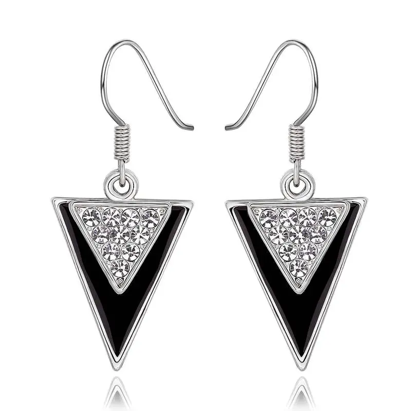 Best Gifts Girl Jewerly 18K Gold Plated Earing Triangle Black Sideway Earrings Brincos Smtpe995 3