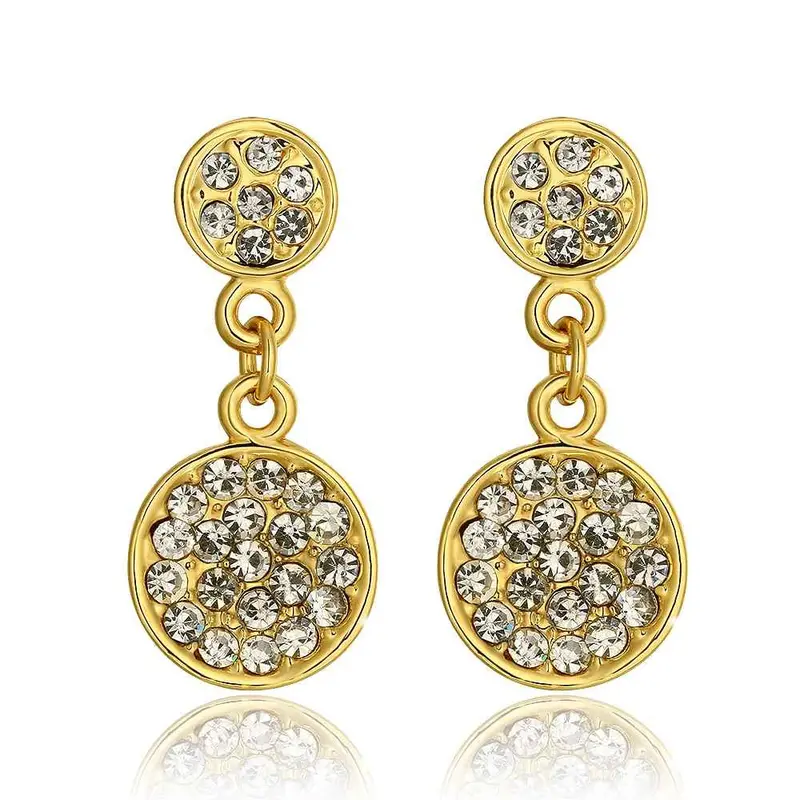 Best Gifts Girl Jewerly 18K Gold Plated Earing Two Crystal Round Stud Earrings Brincos Smtpe948 1