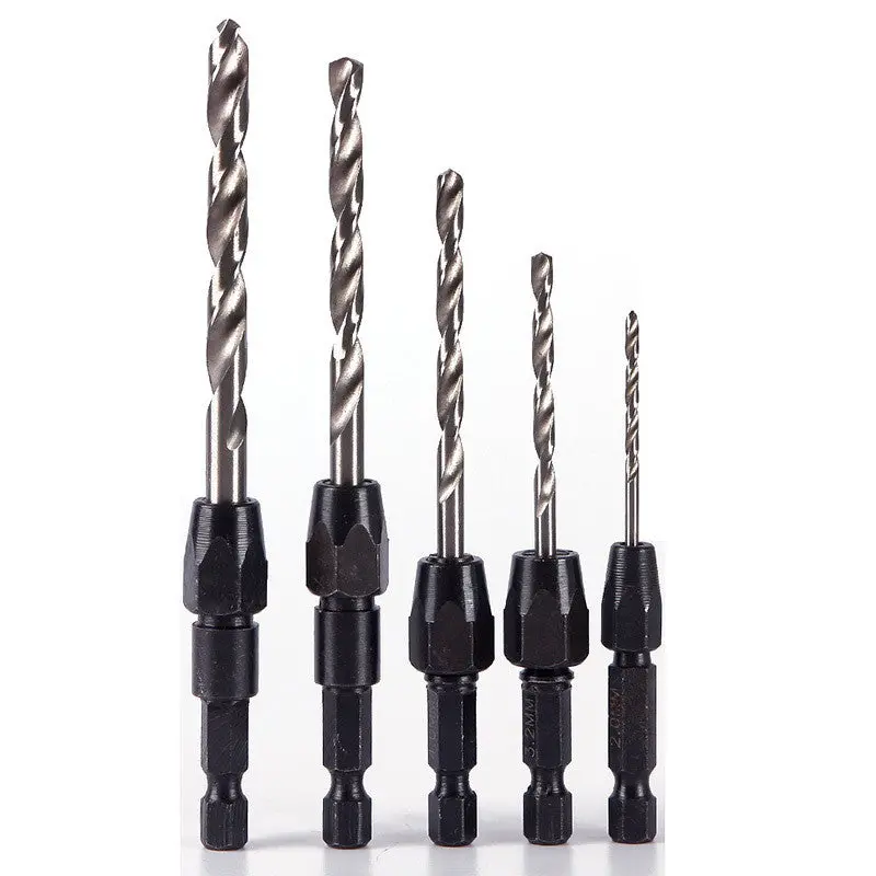 Best Price 5Pcs Quick Change Hss Wood Countersink Drill Bits Set 1/4" Hex Shank Screws 69212 1