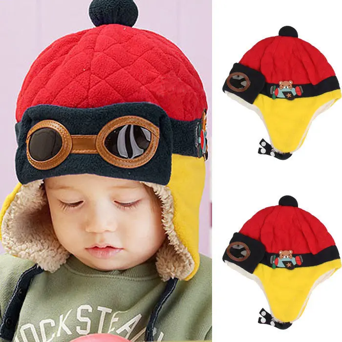 Best Quality Boys Girls Warm Cap Kids Cute Hat Beanie Pilot Crochet Earflap Skullies Promotion Price Gifts 1