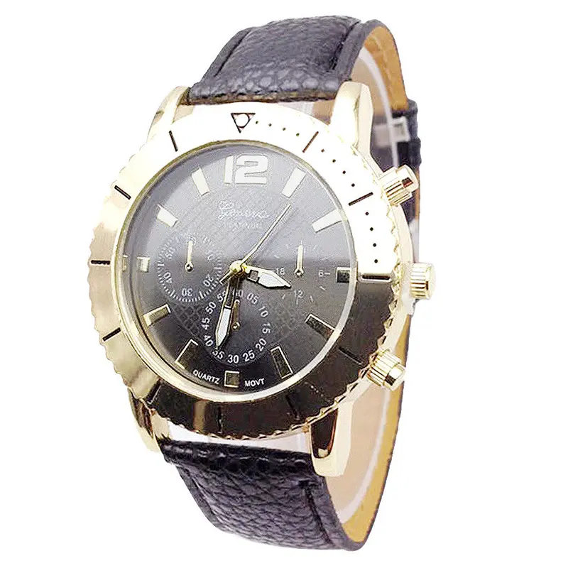 Best Quality Geneva Platinum Watch Men Women Watches Leather Wristwatch Casual Watch Reloj Gold Roman Gift 2