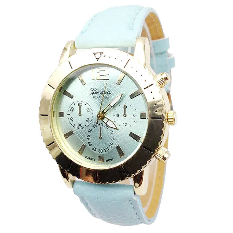 Best Quality Geneva Platinum Watch Men Women Watches Leather Wristwatch Casual Watch Reloj Gold Roman Gift 3