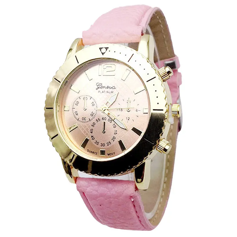Best Quality Geneva Platinum Watch Men Women Watches Leather Wristwatch Casual Watch Reloj Gold Roman Gift 4