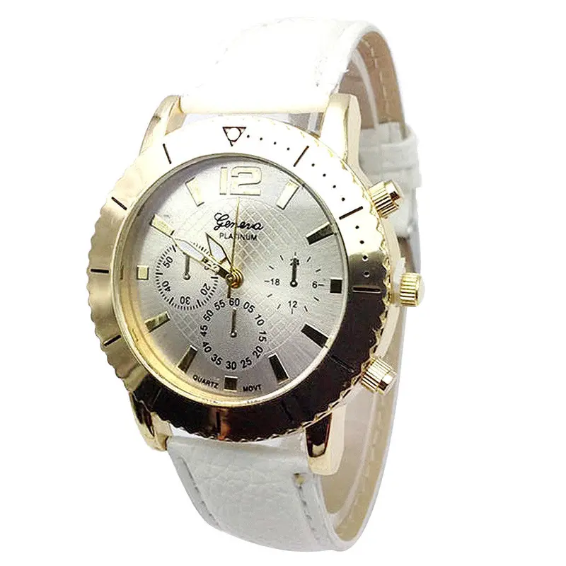 Best Quality Geneva Platinum Watch Men Women Watches Leather Wristwatch Casual Watch Reloj Gold Roman Gift 5
