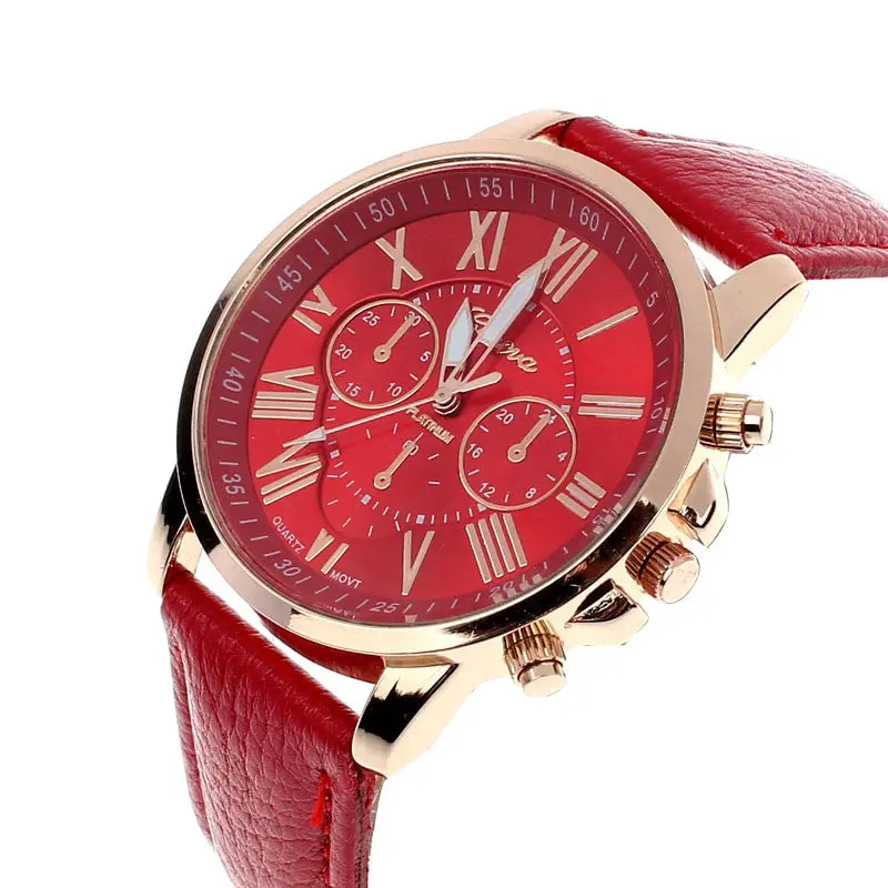 Best Relogio Super Geneva Watch Roman Numerals Leather Clocks Women Montre 10 Candy Colors Re Hour 2