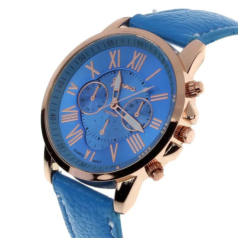 Best Relogio Super Geneva Watch Roman Numerals Leather Clocks Women Montre 10 Candy Colors Re Hour 4