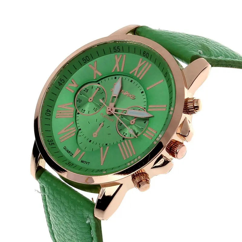 Best Relogio Super Geneva Watch Roman Numerals Leather Clocks Women Montre 10 Candy Colors Re Hour 5