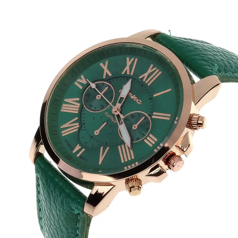 Best Relogio Super Geneva Watch Roman Numerals Leather Clocks Women Montre 10 Candy Colors Re Hour 9