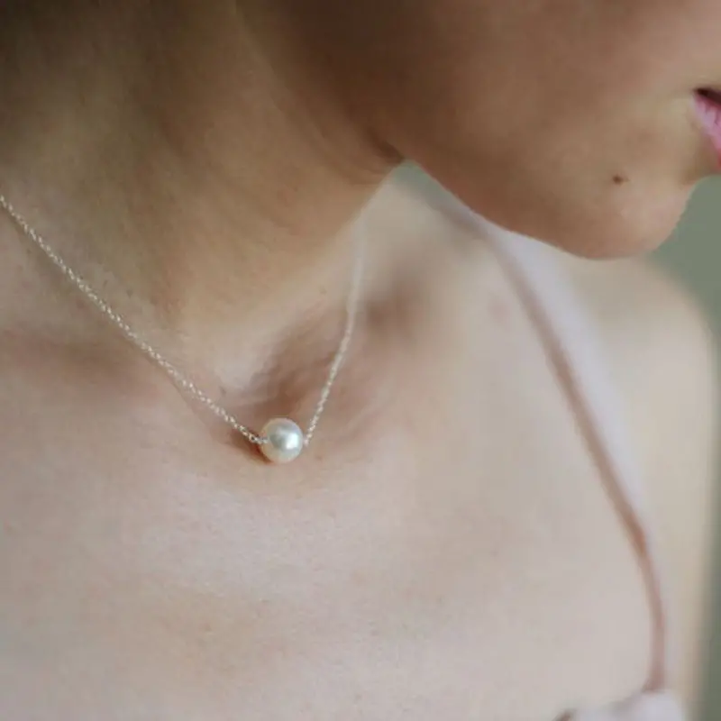 Best Selling Gold Necklace Women Simple Imitate Pearl Bib Choker Statement Collar Necklaces Collier 1