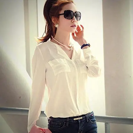 Best Selling Trendy Women Chiffon Blouse Casual Blouse Blusa Feminina Transparent Shirt Women Sexy Ol Tops 1
