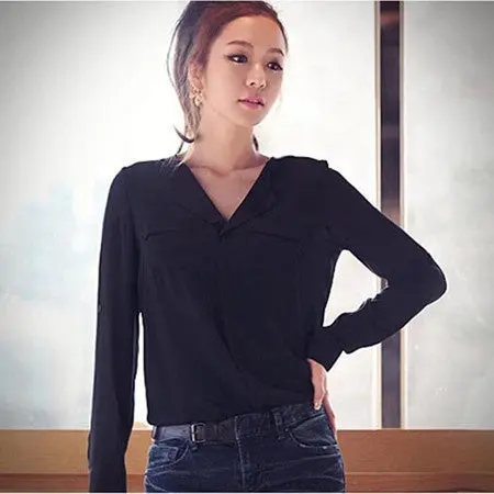 Best Selling Trendy Women Chiffon Blouse Casual Blouse Blusa Feminina Transparent Shirt Women Sexy Ol Tops 4