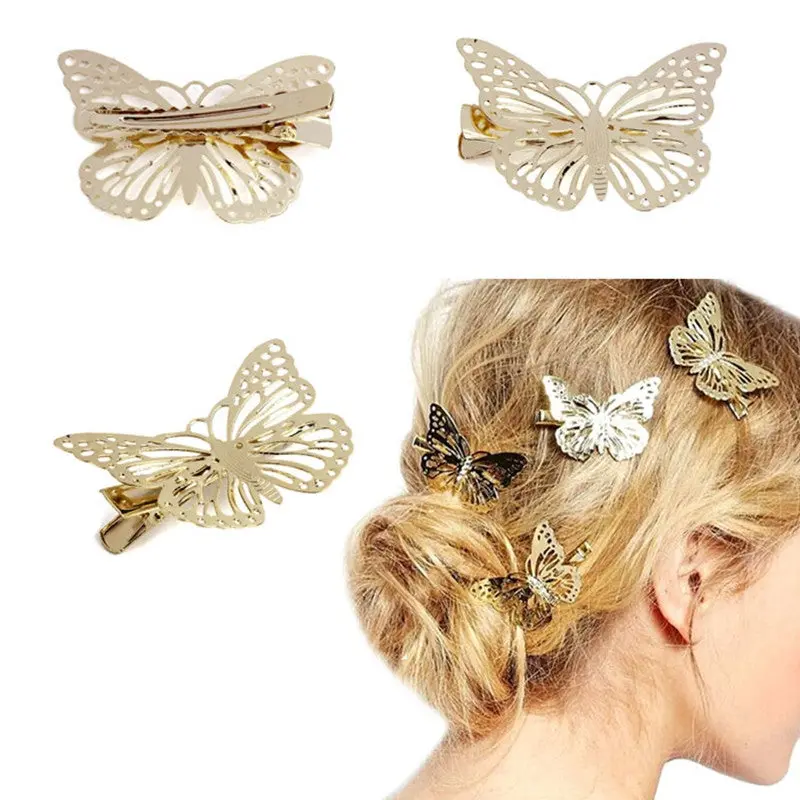 Best Selling Women Golden Butterfly Hair Clip Headband Gold Girl Headwear Hair Accessories Headpiece 1