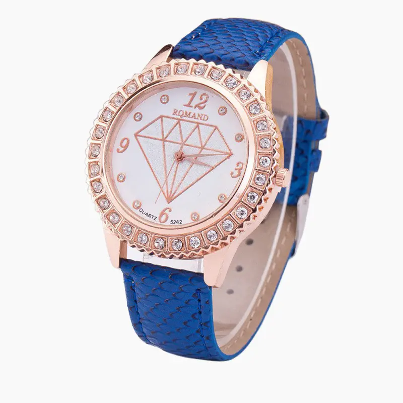 Best Selling Women Montre Imitate Diamond Crystal Dress Watch Leather Quartz Wrist Watch Mujer Bracelet Hour Montre 1