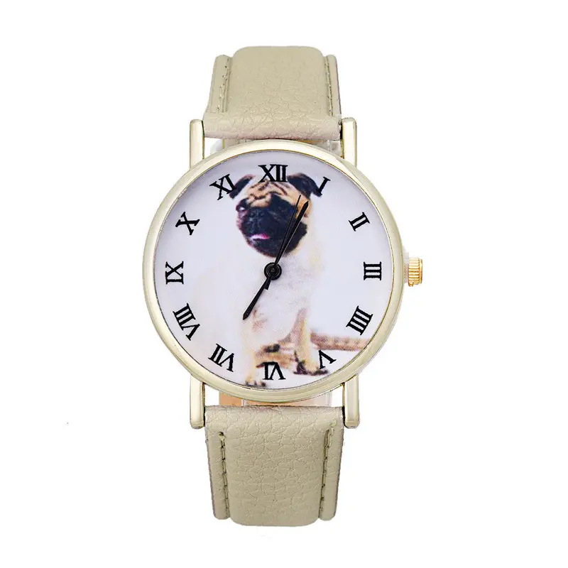 Best Selling Women Montre Leather Band Analog Quartz Vogue Wrist Watch Cute Puppy Printed Girls Gift Watch Reloj 1
