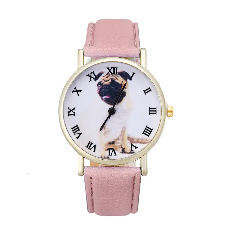 Best Selling Women Montre Leather Band Analog Quartz Vogue Wrist Watch Cute Puppy Printed Girls Gift Watch Reloj 3