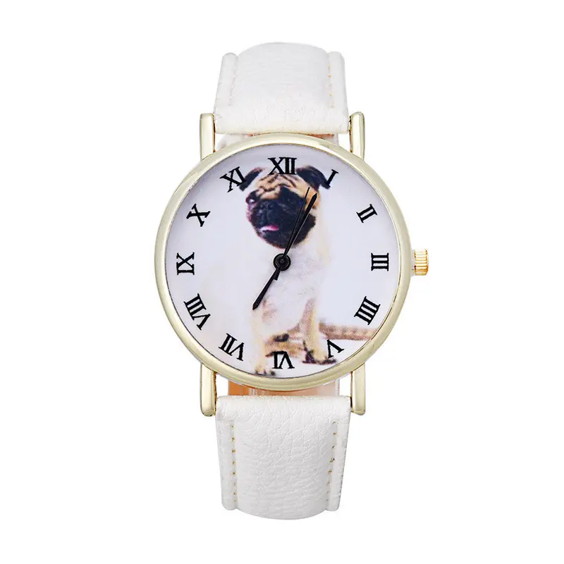 Best Selling Women Montre Leather Band Analog Quartz Vogue Wrist Watch Cute Puppy Printed Girls Gift Watch Reloj 4