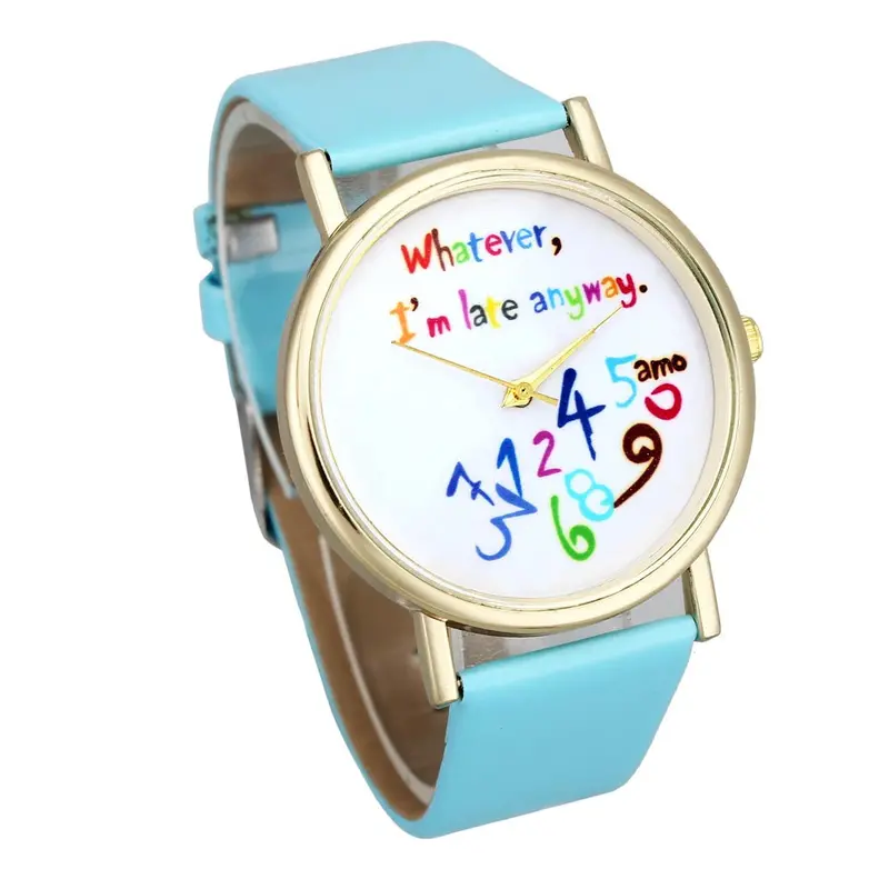 Best Selling Women Top Watch Letter Printed Dress Watch Leather Band Quartz Vogue Student Girl Boy Wrist Watch 3