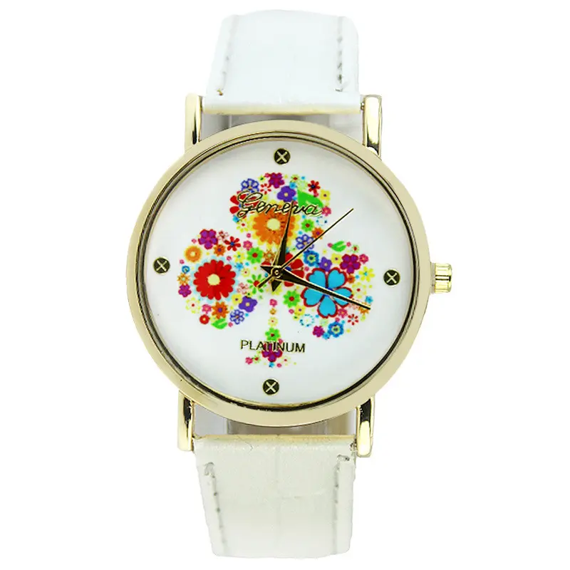 Best Selling Women Watch Simple Dial Leather Casual Watch Analog Quartz Wristwatches Relo Printed Clock 1