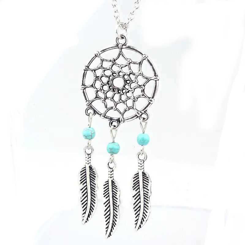 Best Sold Unique Design Retro Jewelry Dream Catcher Leaves Pendant Bohemian Ethnic Romantic Faddish Special Long Chain Necklace 2