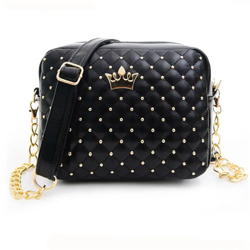 Best Sold Women Bag Women Messenger Bags Rivet Chain Shoulder Bag Pu Leather Crossbody Quiled Bolsas 1