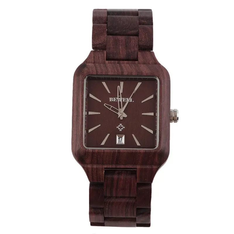 Bewell Coolnatural Wooden Quartz Watch Aquare Shape Wristwatch 1