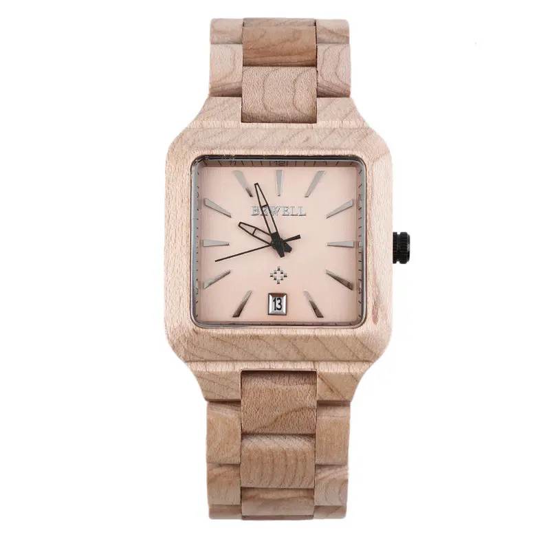 Bewell Coolnatural Wooden Quartz Watch Aquare Shape Wristwatch 3