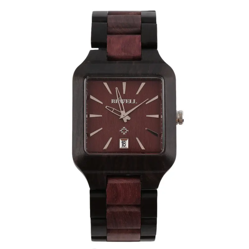 Bewell Coolnatural Wooden Quartz Watch Aquare Shape Wristwatch 4