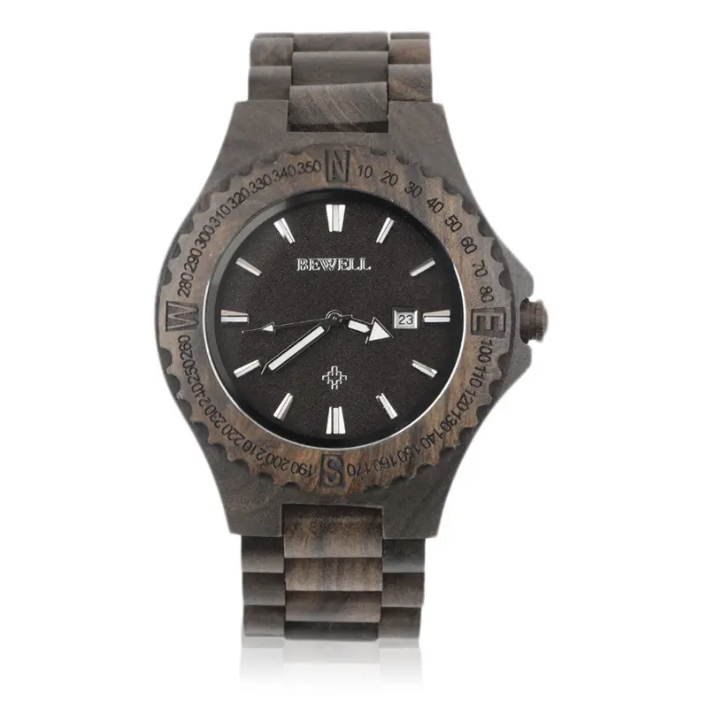 Bewell W023a Wood Watch Wristwatch Woodenquartz Wrist Watch With Date Display Gift 1