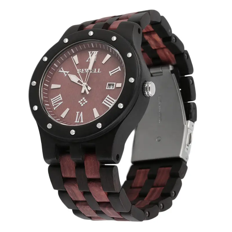 Bewellcoolsandalwood Wooden Quartz Watch Round Wristwatch 1