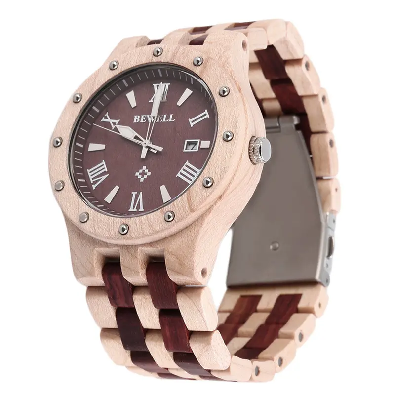 Bewellcoolsandalwood Wooden Quartz Watch Round Wristwatch 2