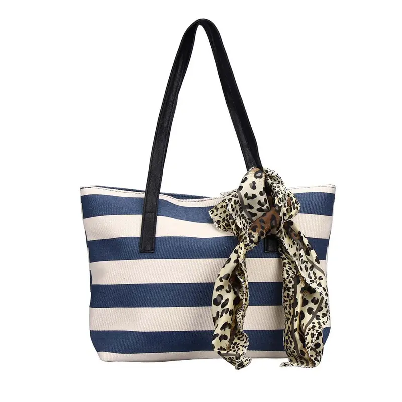 Big Canvas Bags For Women Striped Ladies Handbags Shoulder Bags Clutches Women Bag Party Shopping Bolsa Feminina 2
