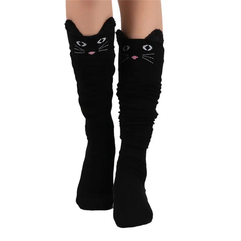 Big Discount Compression Stockings Women Cat Catoon Warm Black Stockings Long Over Knee High Stockings Fast Shipping Feida 1